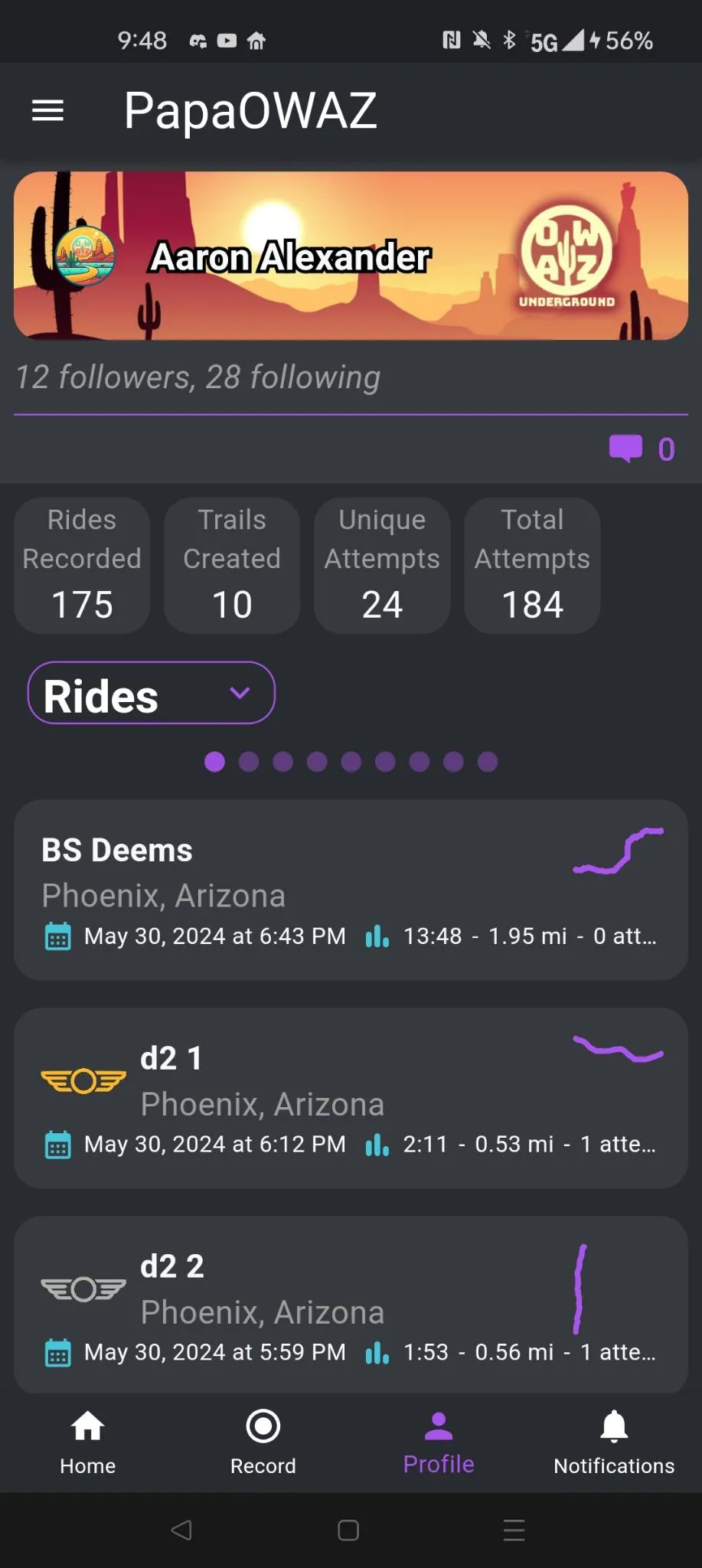Ride Hermes Profile Screen